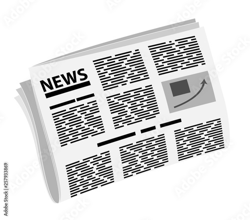 Folded newspaper in half. News or events. Badge or logo of news or yellow press.