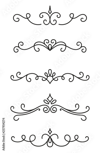 Set of ornamental decorative elements on white background