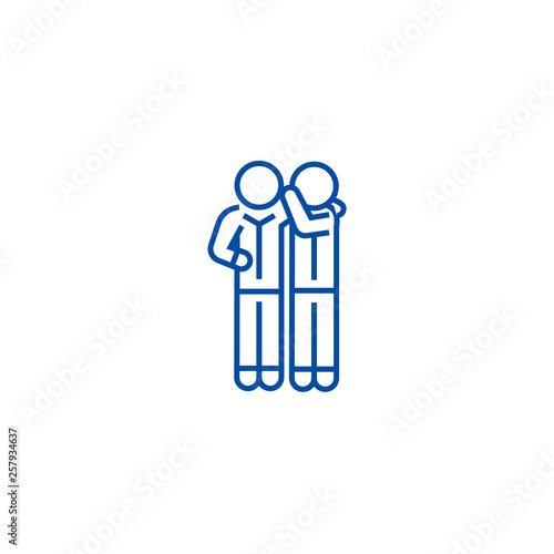 Gossip line concept icon. Gossip flat  vector website sign, outline symbol, illustration.