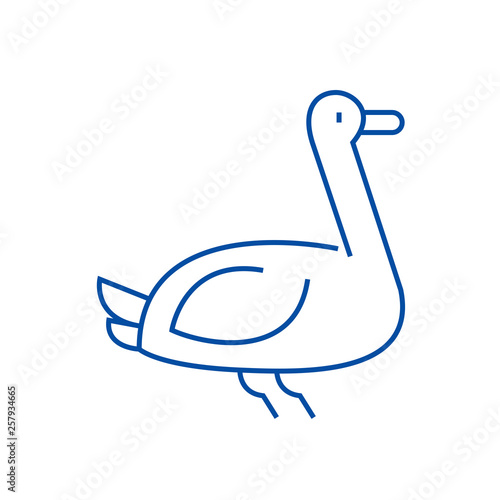 Goose line concept icon. Goose flat  vector website sign, outline symbol, illustration.