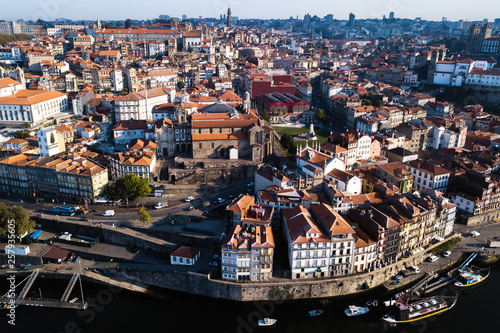 Aerial view of the historical center of Porto - Portugal.