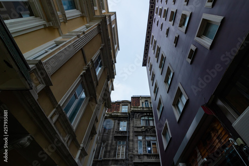 Buildings from below in Karakoy Istanbul