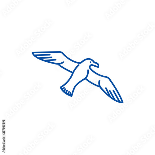 Gull,seagull line concept icon. Gull,seagull flat  vector website sign, outline symbol, illustration.