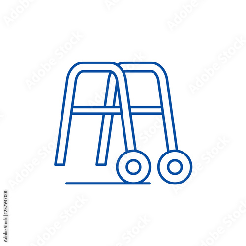Handrails for walking line concept icon. Handrails for walking flat  vector website sign, outline symbol, illustration.