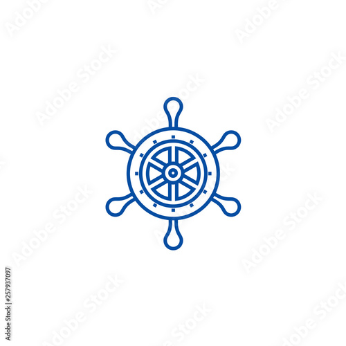 Handwheel line concept icon. Handwheel flat  vector website sign, outline symbol, illustration.