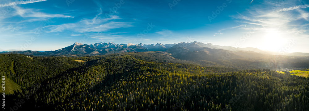 A panorama of Tatra mountains in Poland