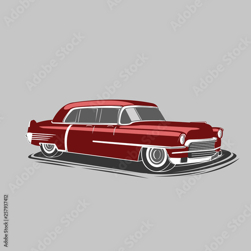 Old vintage luxury saloon car vector illustration. Luxury retro limousine