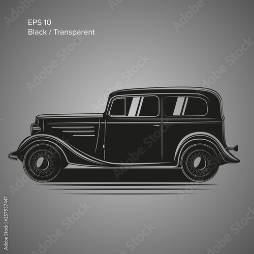 Old vintage retro pre-war car vector illustration. Exclusive car