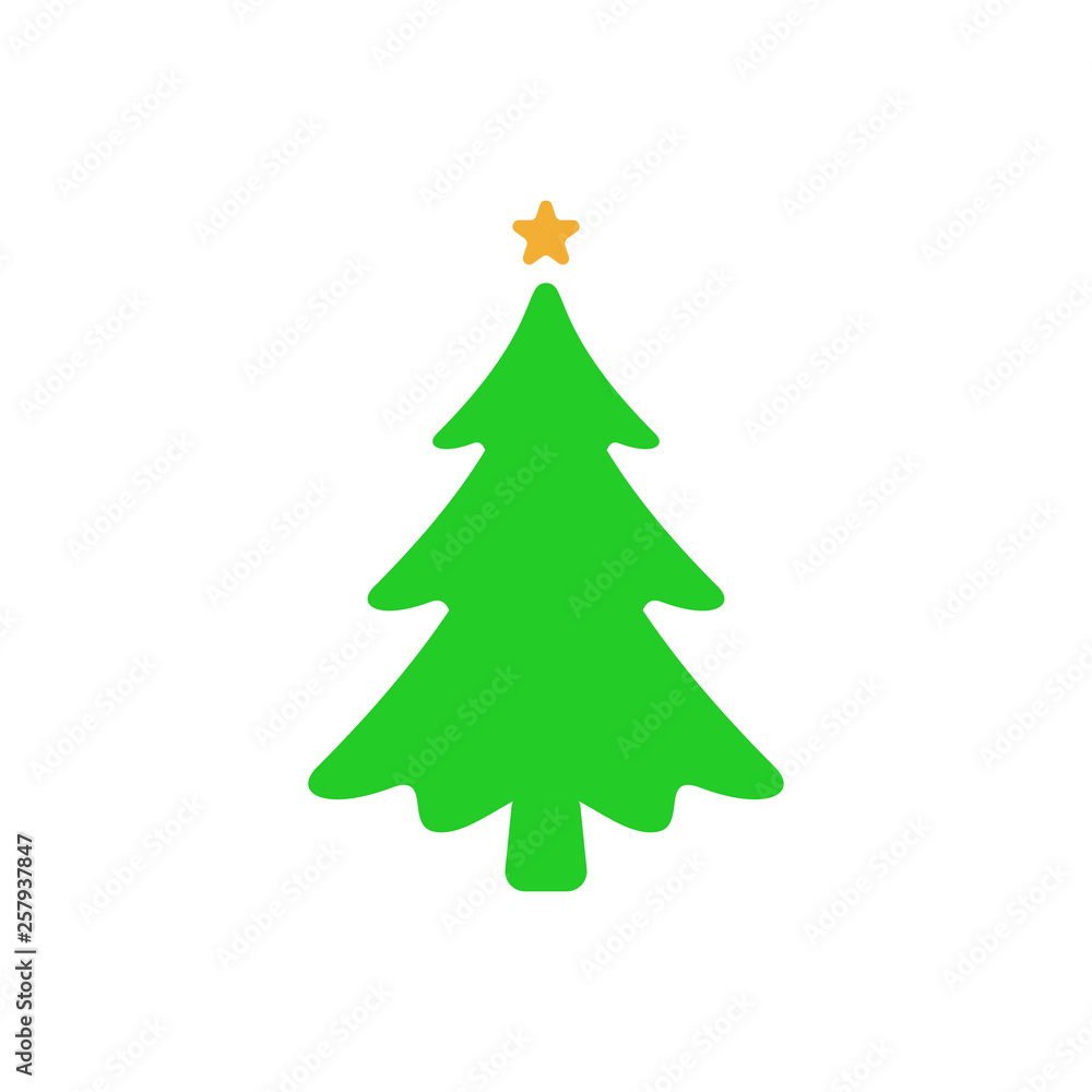 Christmas tree - flat vector icon. Christmas tree silhouette. Fir tree simple vector illustration isolated Christmas tree - flat vector icon. Christmas tree silhouette. Fir tree simple vector illustration isolated