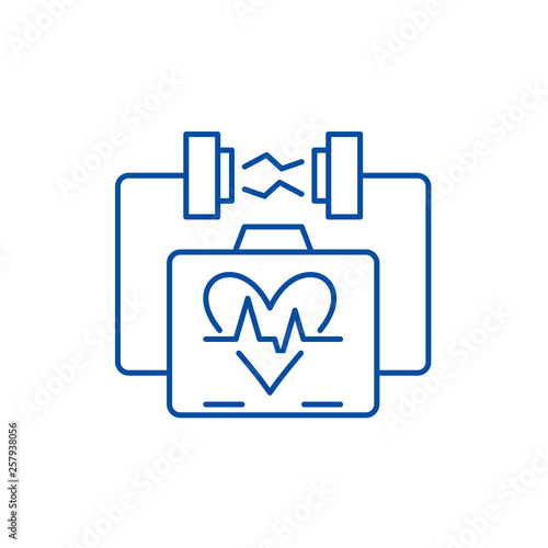 Heart stimulation line concept icon. Heart stimulation flat  vector website sign, outline symbol, illustration.