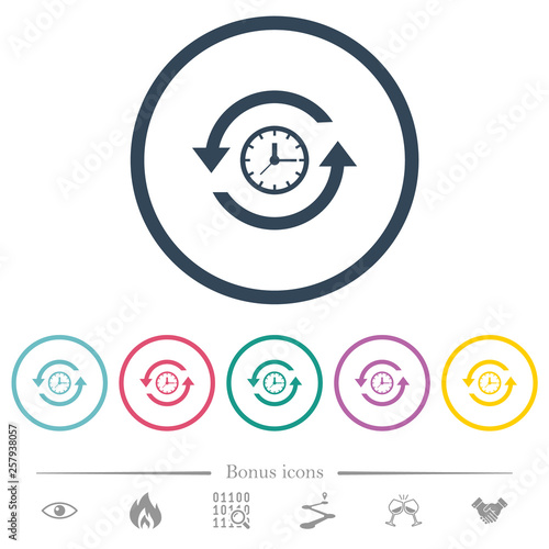 History flat color icons in round outlines