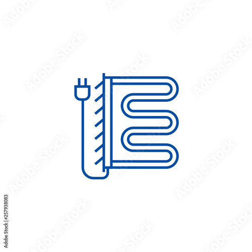 Heated towel dryer line concept icon. Heated towel dryer flat  vector website sign, outline symbol, illustration.