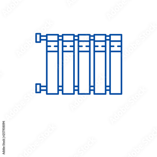 Heater battery line concept icon. Heater battery flat  vector website sign, outline symbol, illustration.