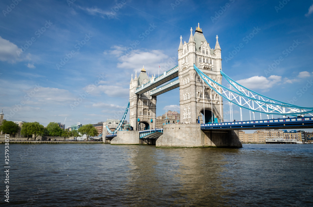 London city / England - May 2014: Tower Bridge and blue sky