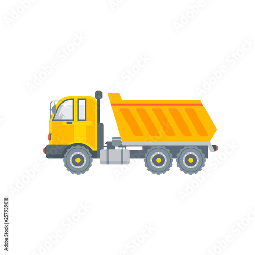 kipper truck illustration side view in flat style