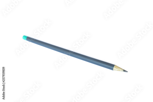 Grey graphite pencil isolated on pure white background