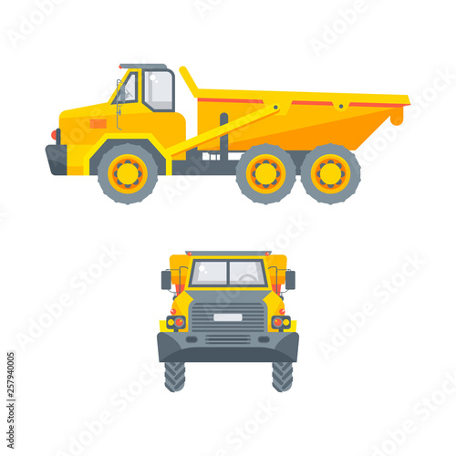 dumper truck side view and front view