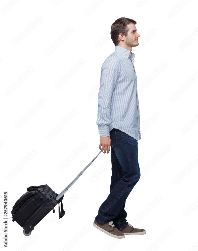 back view of walking business man with suitcase. back view of walking business man with suitcase.