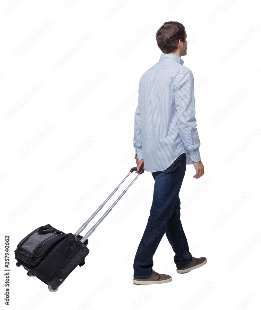 back view of walking business man with suitcase. back view of walking business man with suitcase.