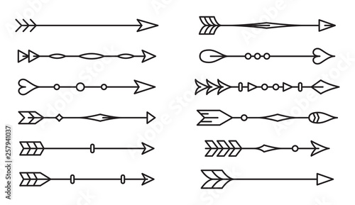 Set of ethnic arrows on white background
