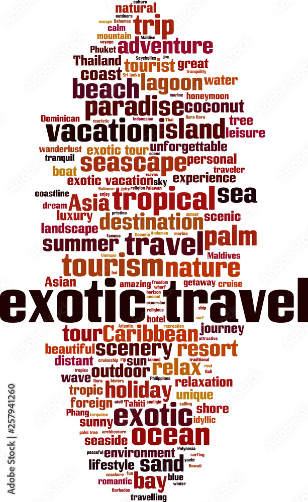 Obraz premium Exotic travel word cloud