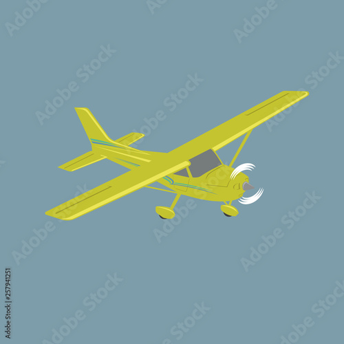 Small plane vector illustration. Single engine propelled aircraft.