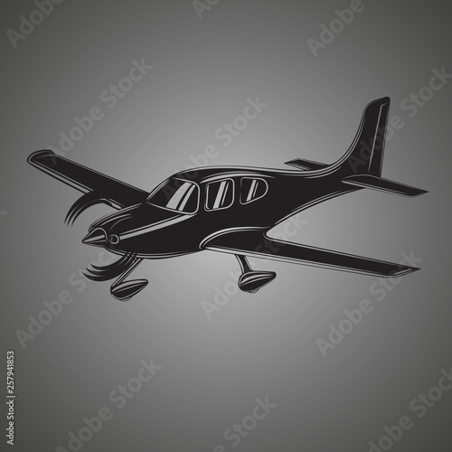 Small plane vector illustration. Single engine propelled passenger aircraft.