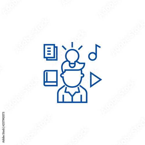 Intellectual property rights line concept icon. Intellectual property rights flat  vector website sign, outline symbol, illustration.