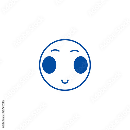 Japanese open eyes emoji line concept icon. Japanese open eyes emoji flat  vector website sign, outline symbol, illustration.