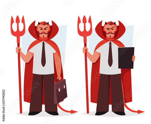 Funny Character. Office Worker from Hell. Cartoon Style. Vector Illustration
