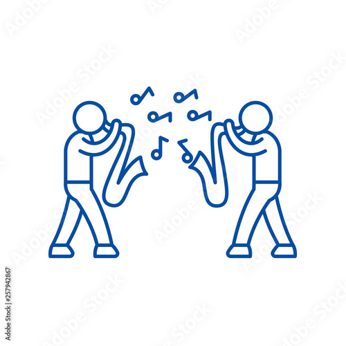 Jazz line concept icon. Jazz flat  vector website sign, outline symbol, illustration.
