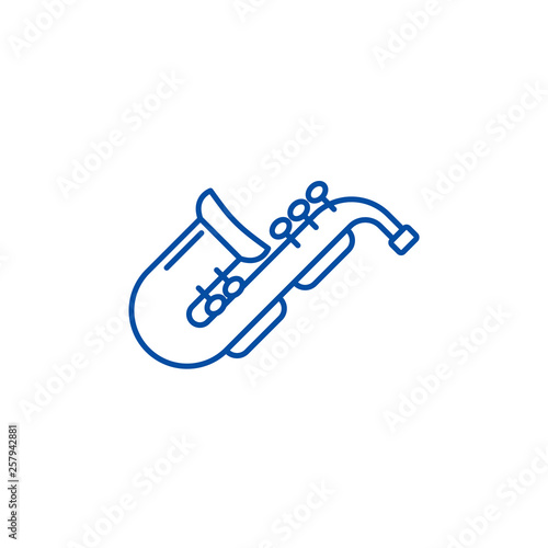 Jazz saxophone line concept icon. Jazz saxophone flat  vector website sign, outline symbol, illustration.