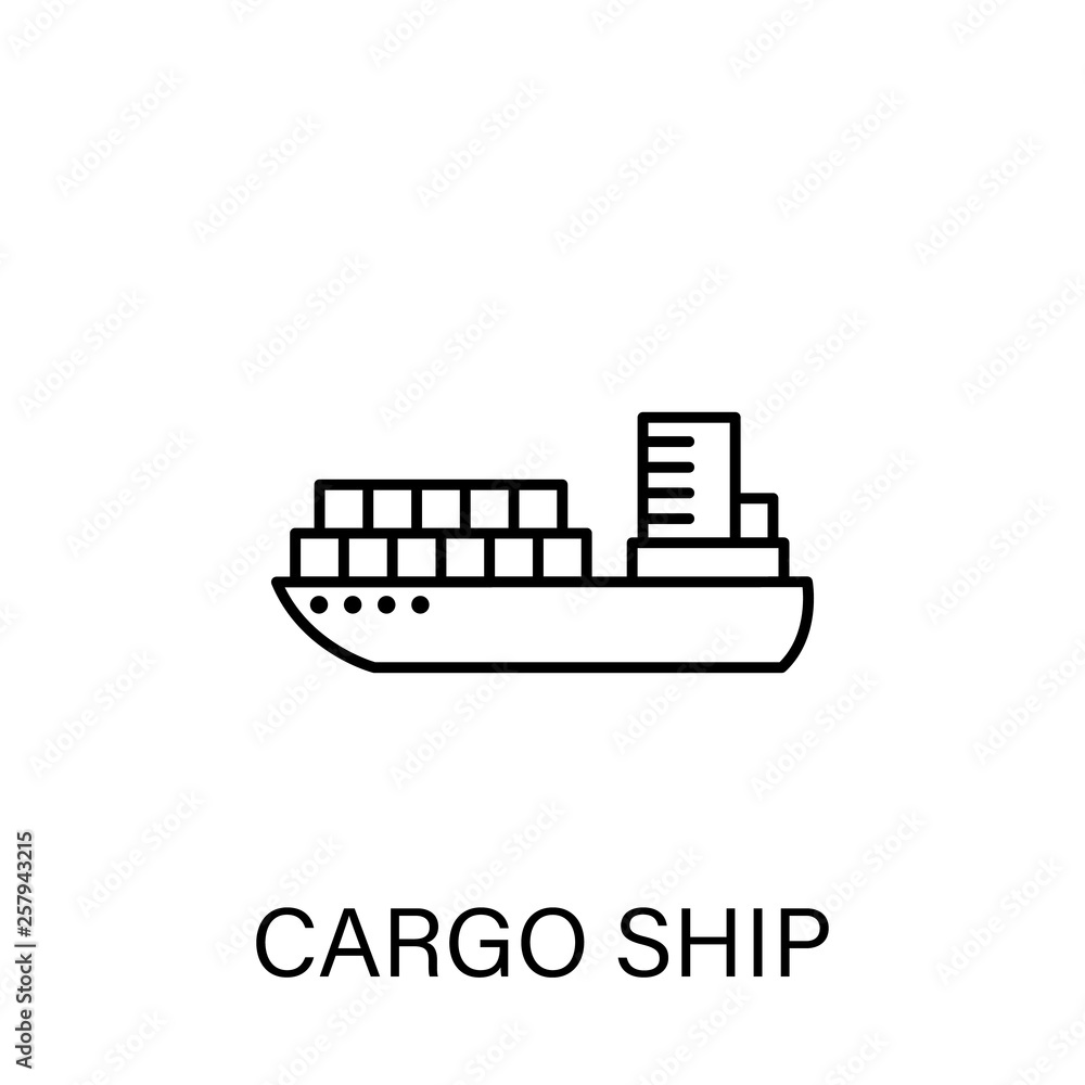 cargo ship sea transport outline icon. Signs and symbols can be used for web, logo, mobile app, UI, UX cargo ship sea transport outline icon. Signs and symbols can be used for web, logo, mobile app, UI, UX