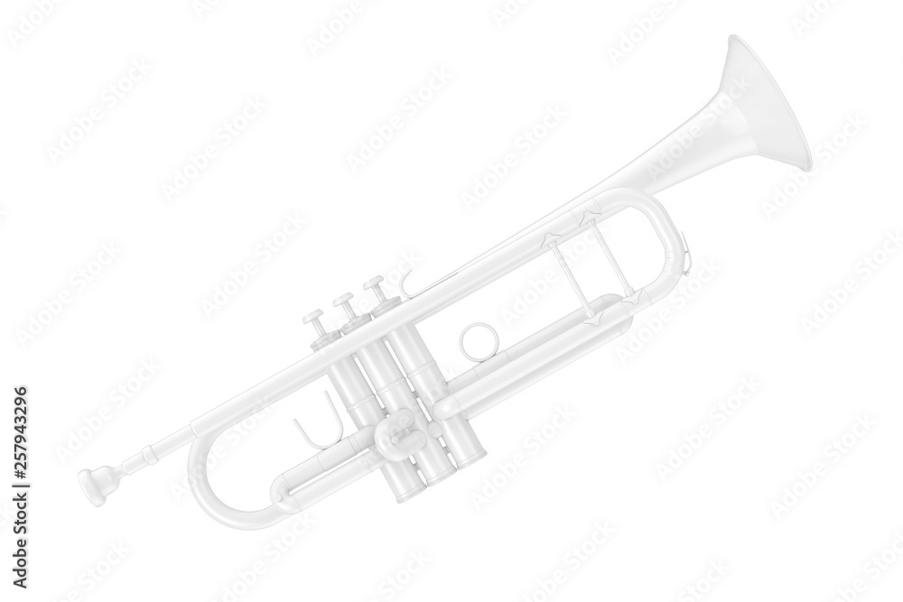 Naklejka premium White Trumpet in Clay Style. 3d Rendering