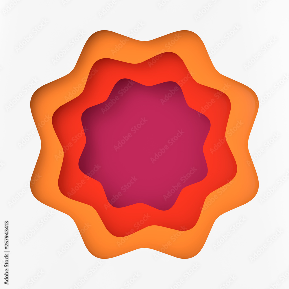 Abstract Multicolour Wave Background with Paper Cut Shapes. 3d Rendering Abstract Multicolour Wave Background with Paper Cut Shapes. 3d Rendering