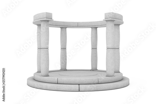 Photography Stone Antique Podium with Columns. 3d Rendering