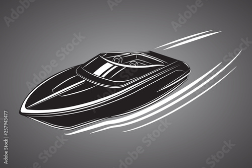 Speedboat isolated vector illustration. Luxury and expensive boat.