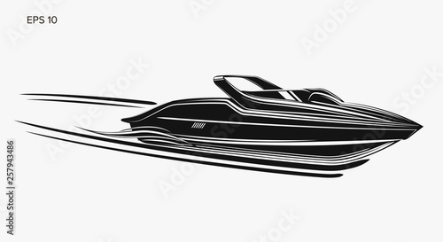 Speedboat isolated vector illustration. Luxury and expensive boat.