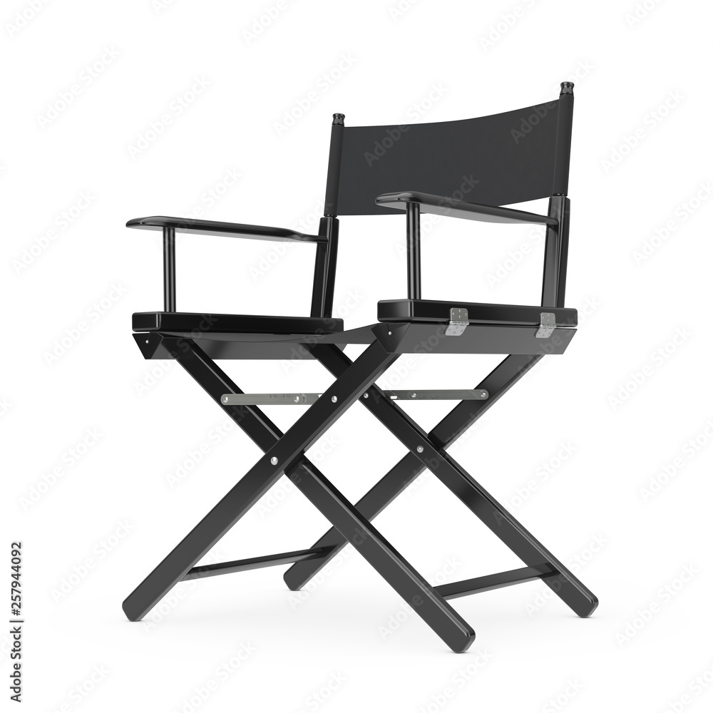 Film Industry Concept. Black Wooden Director Chair. 3d Rendering