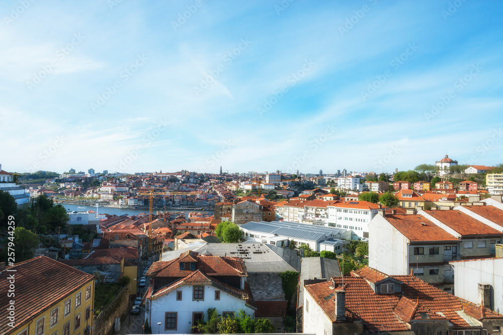 Panoramic view of Porto city center, Portugal.
