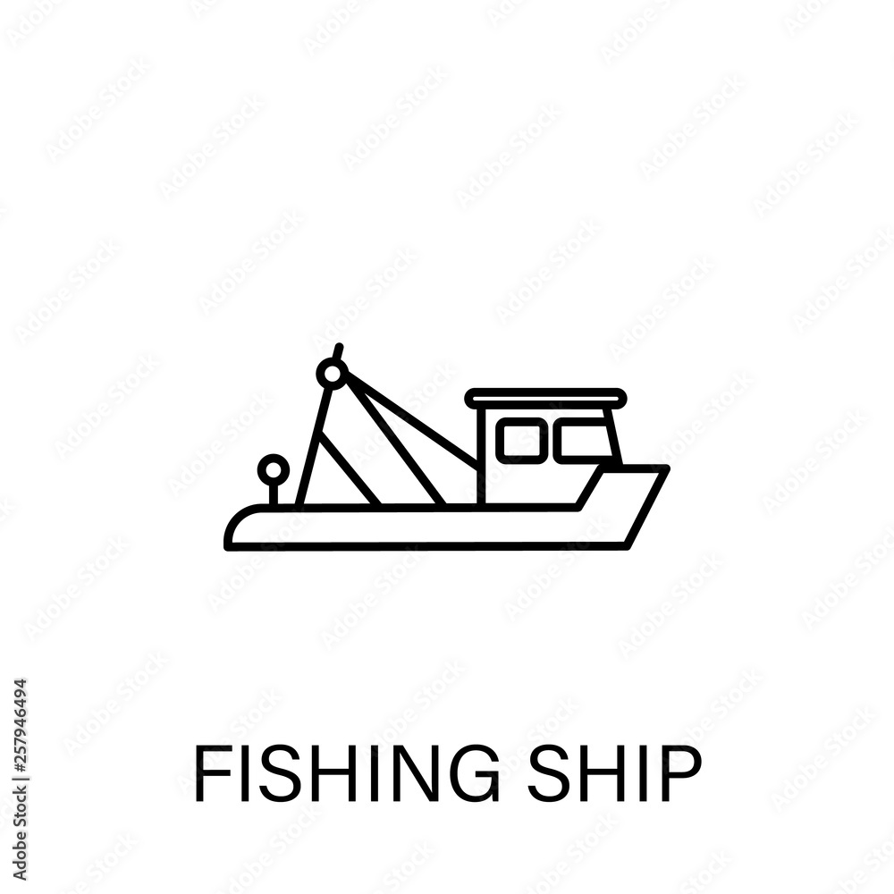 fishing ship outline icon. Signs and symbols can be used for web, logo, mobile app, UI, UX