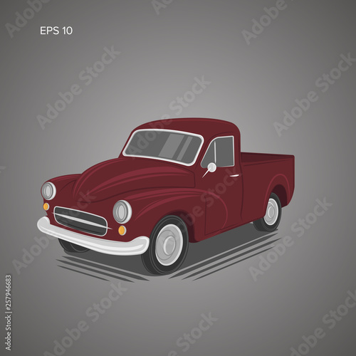 Old retro farmer pickup truck vector illustration icon.