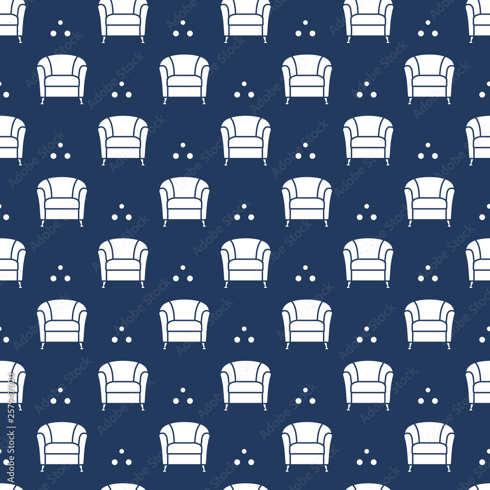 Vector seamless armchair pattern.