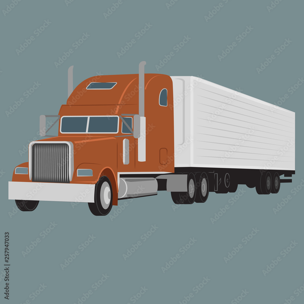 Vintage american truck vector illustration. Retro freighter truck.