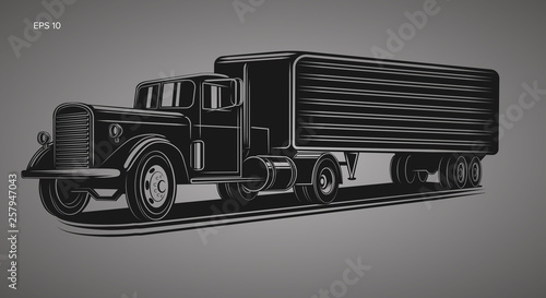 Vintage american truck vector illustration. Retro freighter truck.