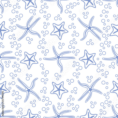 Vector seamless pattern with starfish.