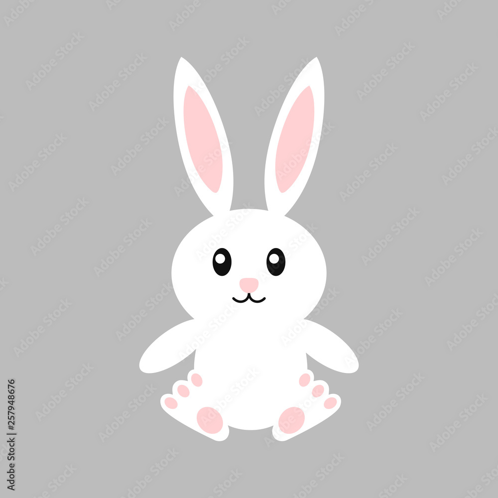 Happy easter bunny - vector illustration. Cute bunny. White rabbit isolated. Cartoon Happy easter bunny - vector illustration. Cute bunny. White rabbit isolated. Cartoon