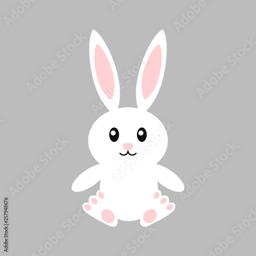 Happy easter bunny - vector illustration. Cute bunny. White rabbit isolated. Cartoon