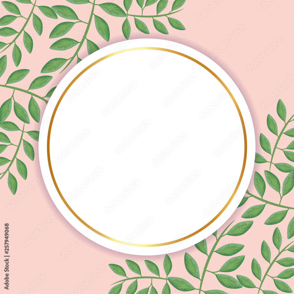 frame circular with branches and leafs natural frame circular with branches and leafs natural