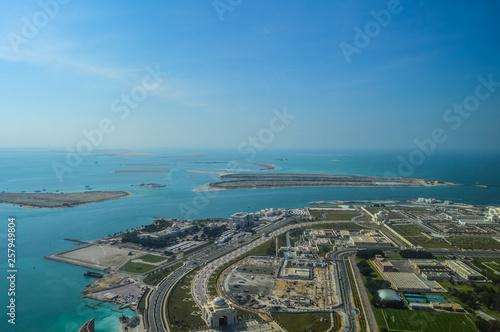 Bird's eye and aerial drone view of Abu Dhabi city from observation deck © shams Faraz Amir